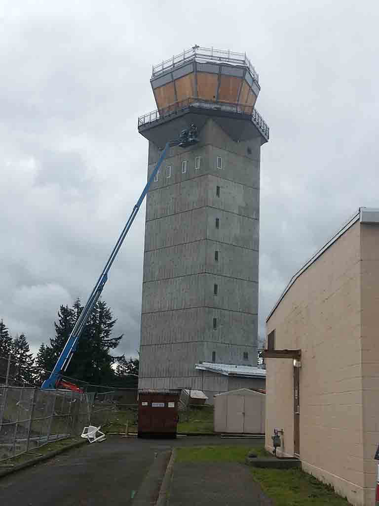 air traffic control tower composite panels metal roofing installation